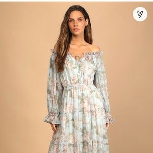 Lulus Blissful Floral Off Shoulder Maxi